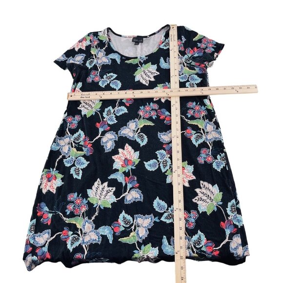 J. Jill Wearever Collection Floral A-Line Dress Black Multicolor Rayon Spandex W - Picture 4 of 6